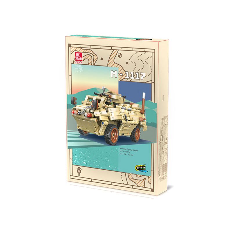 JIESTAR 58114 XE BỌC THÉP KÉO LÙI M-1117 CỦA MỸ bộ đồ chơi xếp lắp ráp ghép mô hình Technic M1117 GUARDIAN ARMORED SECURITY VEHICLE，ASV-150 Kỹ Thuật Công Nghệ Cao Mô Hình Phương Tiện 665 khối