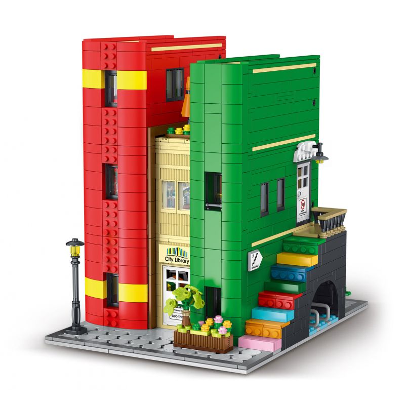 Lego XMORK 10211 Cities Library Xếp hình lắp ráp ghép mô hình Thư viện thành phố sách