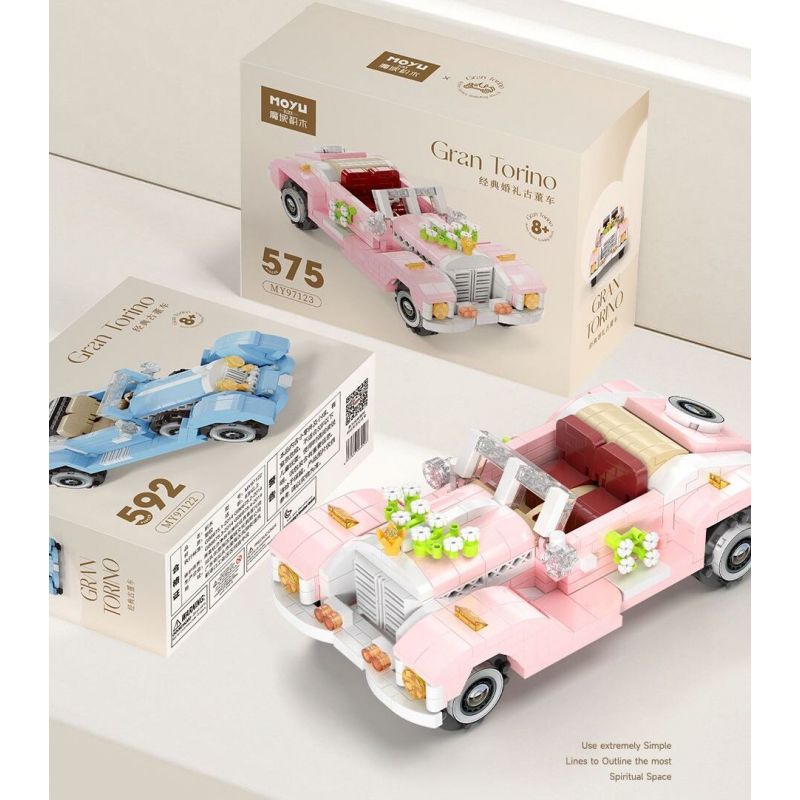 MOYU BLOCK MY97123 97123 PHIÊN BẢN XE CƯỚI CỔ ĐIỂN bộ đồ chơi xếp lắp ráp ghép mô hình Creator GRAN TORINO Sáng Tạo 575 khối