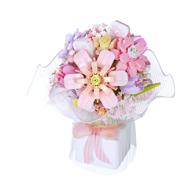 WEILE CREATION 2152 CẦM HOA ĐẢO SƯƠNG HỒNG bộ đồ chơi xếp lắp ráp ghép mô hình Creator ROMANTIC BOUQUET Sáng Tạo 1228 khối