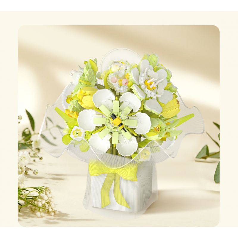 WEILE CREATION 2152 CẦM HOA ĐẢO SƯƠNG HỒNG bộ đồ chơi xếp lắp ráp ghép mô hình Creator ROMANTIC BOUQUET Sáng Tạo 1228 khối