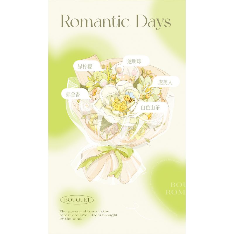 WEILE CREATION 2153 CẦM HOA THƯ TỪ RỪNG bộ đồ chơi xếp lắp ráp ghép mô hình Creator ROMANTIC BOUQUET Sáng Tạo 1146 khối