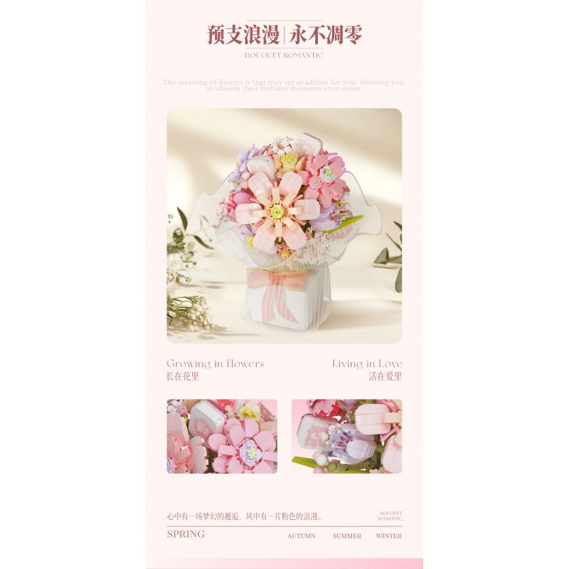WEILE CREATION 2153 CẦM HOA THƯ TỪ RỪNG bộ đồ chơi xếp lắp ráp ghép mô hình Creator ROMANTIC BOUQUET Sáng Tạo 1146 khối