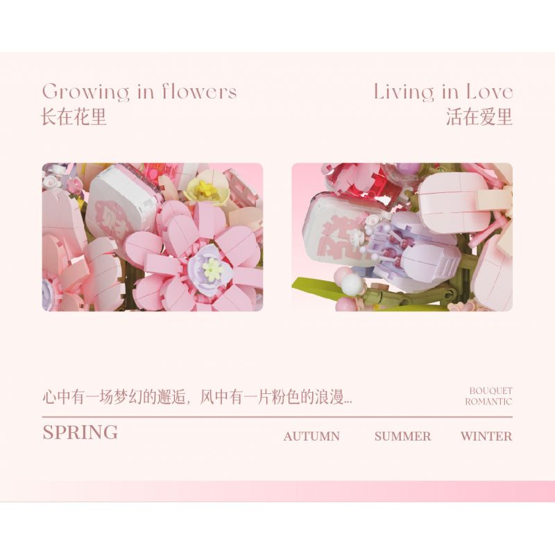 WEILE CREATION 2153 CẦM HOA THƯ TỪ RỪNG bộ đồ chơi xếp lắp ráp ghép mô hình Creator ROMANTIC BOUQUET Sáng Tạo 1146 khối