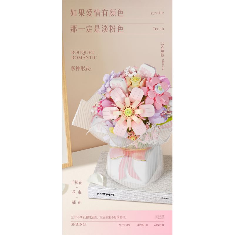 WEILE CREATION 2153 CẦM HOA THƯ TỪ RỪNG bộ đồ chơi xếp lắp ráp ghép mô hình Creator ROMANTIC BOUQUET Sáng Tạo 1146 khối