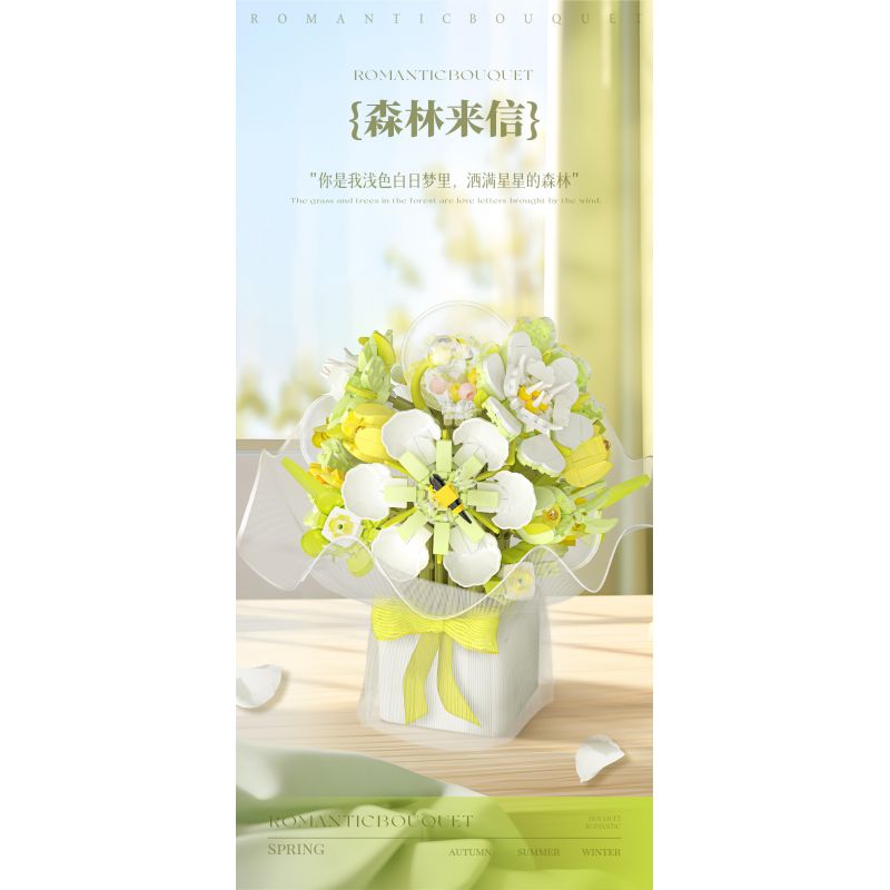 WEILE CREATION 2153 CẦM HOA THƯ TỪ RỪNG bộ đồ chơi xếp lắp ráp ghép mô hình Creator ROMANTIC BOUQUET Sáng Tạo 1146 khối