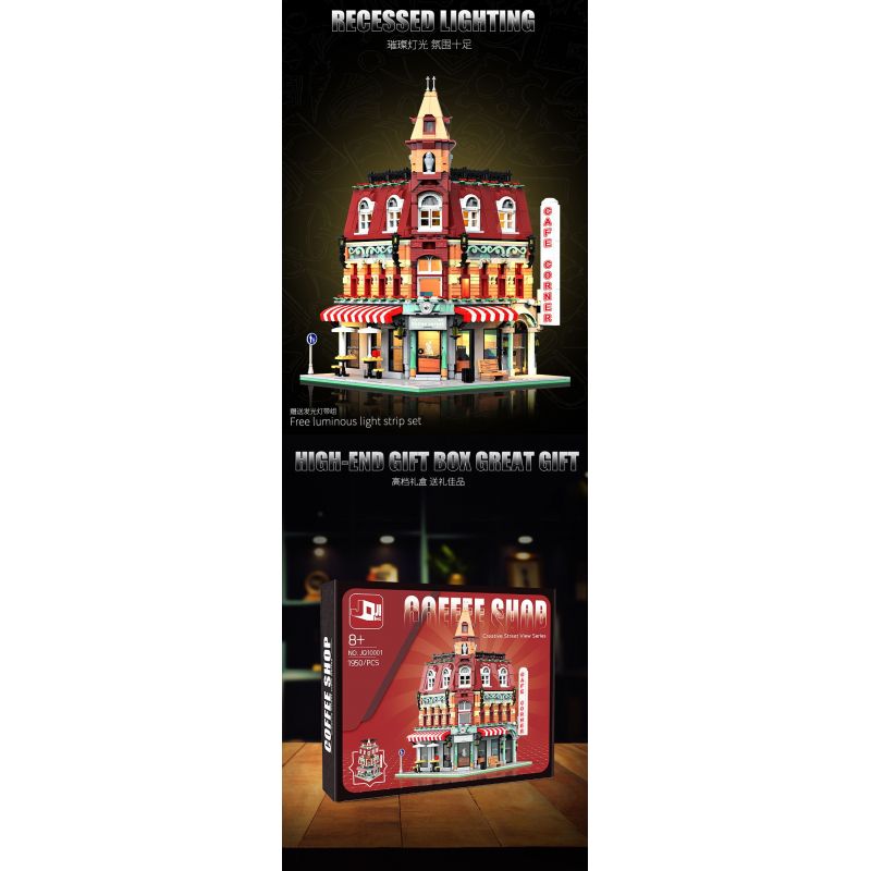 JIQING JQ10001 10001 QUÁN CÀ PHÊ GÓC PHỐ bộ đồ chơi xếp lắp ráp ghép mô hình Creator Sáng Tạo 1950 khối