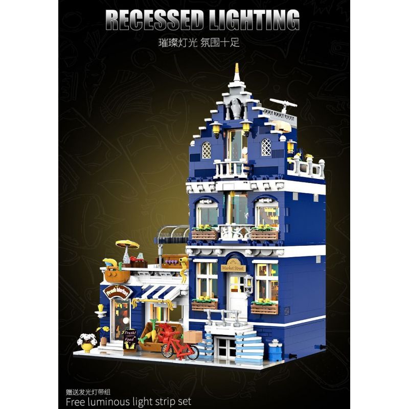 JIQING JQ10002 10002 PHỐ CHỢ bộ đồ chơi xếp lắp ráp ghép mô hình Creator Sáng Tạo 1456 khối