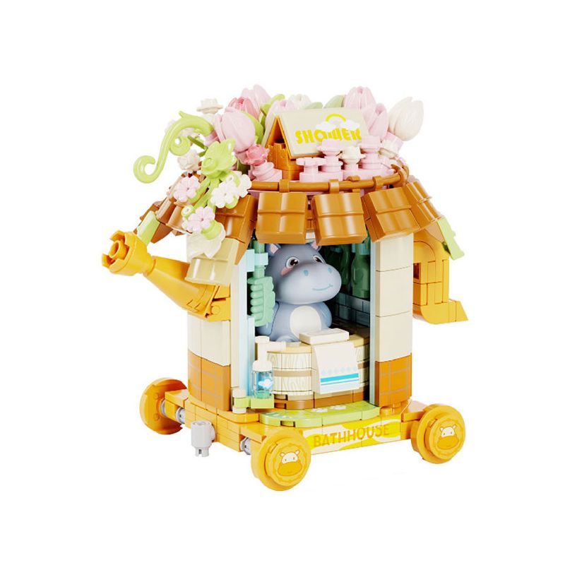 GEKKOSHA 802040 CHUYẾN TÀU ĐIỀU ƯỚC THÚ CƯNG DỄ THƯƠNG HIPPO CUB bộ đồ chơi xếp lắp ráp ghép mô hình 475 khối