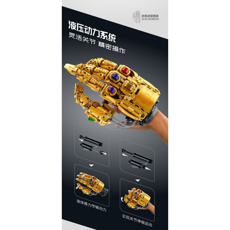 IM.MASTER QIHUI 6839 BẬC THẦY VŨ KHÍ GĂNG TAY VÔ CỰC THANOS CÓ THỂ ĐEO ĐƯỢC bộ đồ chơi xếp lắp ráp ghép mô hình Super Heroes Siêu Nhân Anh Hùng 1594 khối