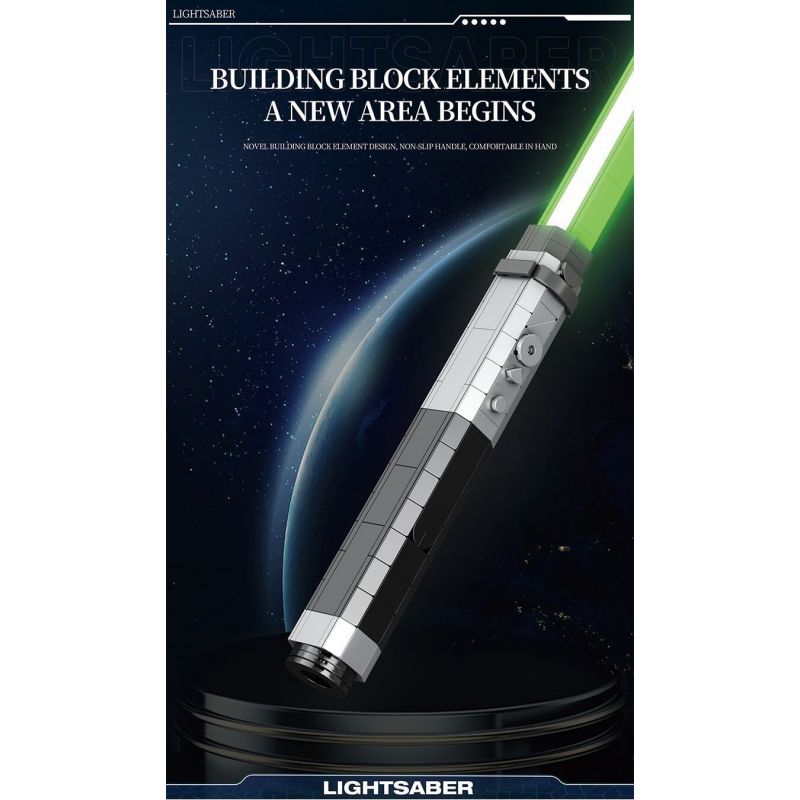 REOBRIX 99011 THANH KIẾM ÁNH SÁNG MÀU XANH LÁ CÂY bộ đồ chơi xếp lắp ráp ghép mô hình Star Wars LIGHTSABER Chiến Tranh Giữa Các Vì Sao 578 khối