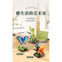 MOYU BLOCK MY97128 97128 THẾ GIỚI CÔN TRÙNG BƯỚM MORPHO XANH bộ đồ chơi xếp lắp ráp ghép mô hình INSECT BEAUTIFUL WORLD 466 khối