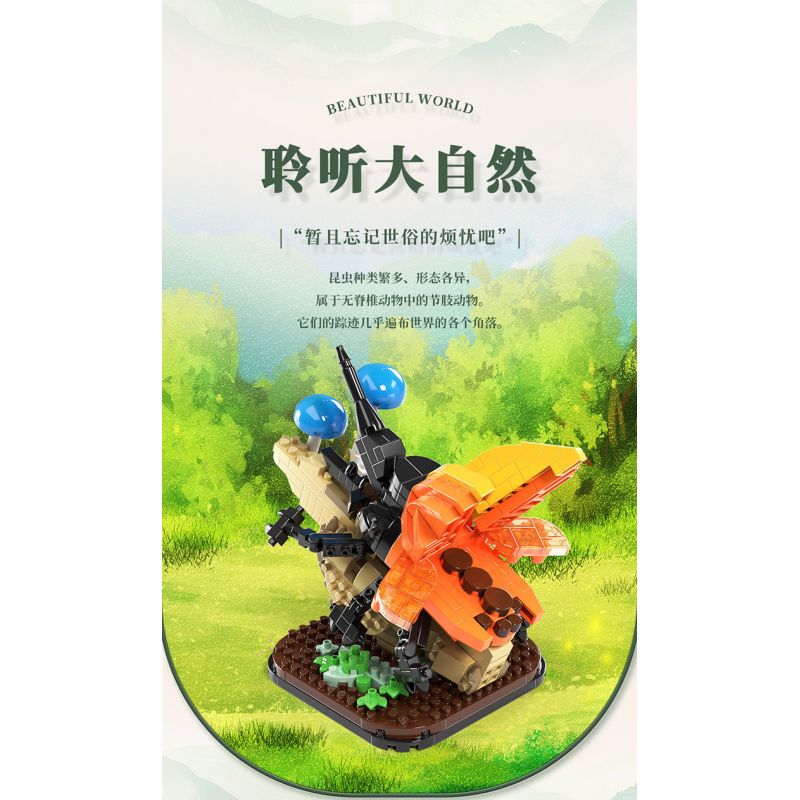 MOYU BLOCK MY97129 97129 THẾ GIỚI CÔN TRÙNG MACROPODIA bộ đồ chơi xếp lắp ráp ghép mô hình INSECT BEAUTIFUL WORLD 468 khối