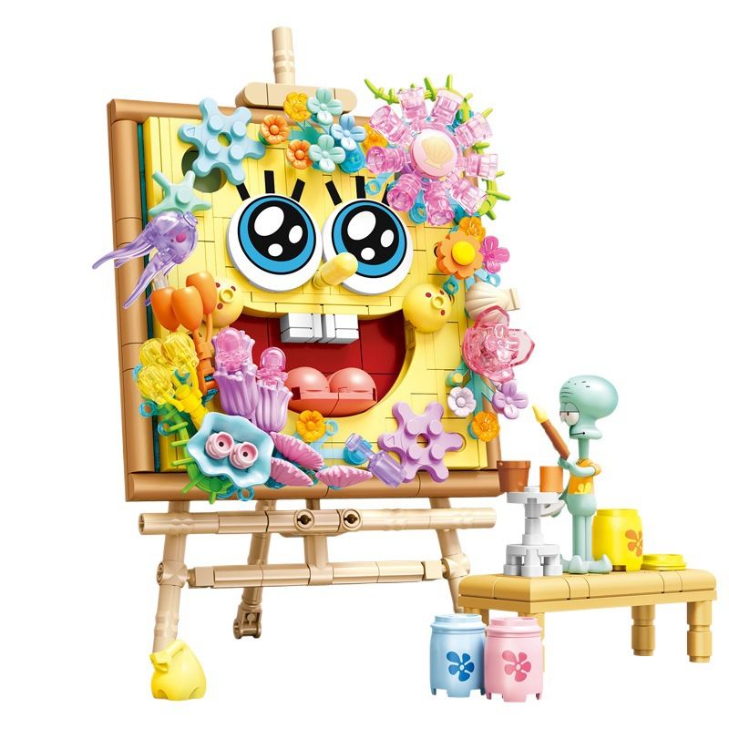 SEMBO 612215 non  SPONGEBOB SQUAREPANTS NGHỆ THUẬT CỦA HOA bộ đồ chơi xếp lắp ráp ghép mô hình Movie & Game Phim Và Trò Chơi 474 khối