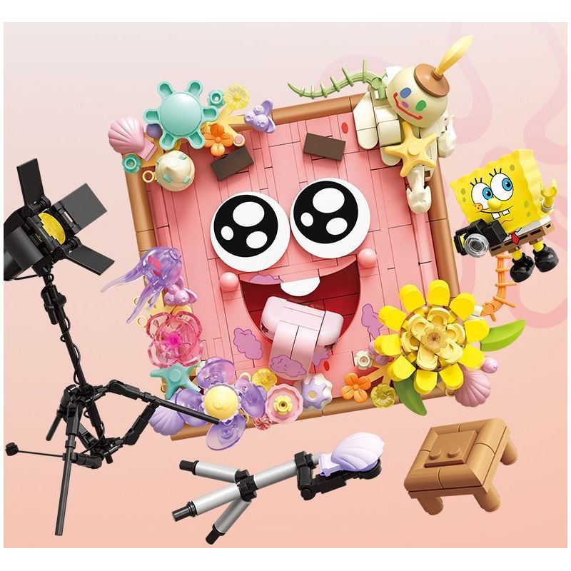SEMBO 612216 SPONGEBOB SQUAREPANTS ÁNH CHỚP NGỌT NGÀO bộ đồ chơi xếp lắp ráp ghép mô hình Movie & Game Phim Và Trò Chơi 498 khối