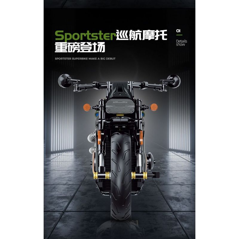 DOUBLE HEIGHT 60514 HARLEY THỂ THAO tỷ lệ 1:8 bộ đồ chơi xếp lắp ráp ghép mô hình Technic Kỹ Thuật Công Nghệ Cao Mô Hình Phương Tiện 634 khối