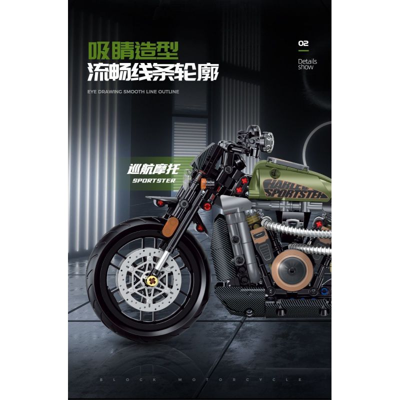 DOUBLE HEIGHT 60514 HARLEY THỂ THAO tỷ lệ 1:8 bộ đồ chơi xếp lắp ráp ghép mô hình Technic Kỹ Thuật Công Nghệ Cao Mô Hình Phương Tiện 634 khối