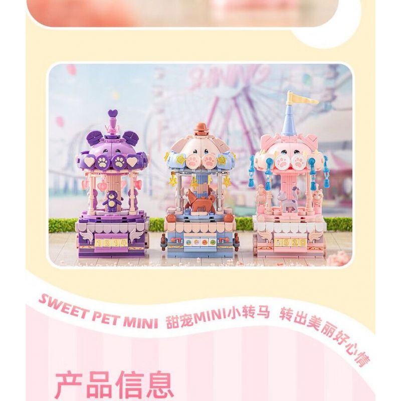 PLEYERID M38-P8027 P8027 8027 M38P8027 38-P8027 ĐỒ TRANG TRÍ MÁY TÍNH ĐỂ BÀN BĂNG CHUYỀN THÚ CƯNG MINI SWEET CAROUSEL 3 LOẠI MÈO DỄ THƯƠNG XIONG BEIBEI MUỐN CHÓ bộ đồ chơi xếp lắp ráp ghép mô hình