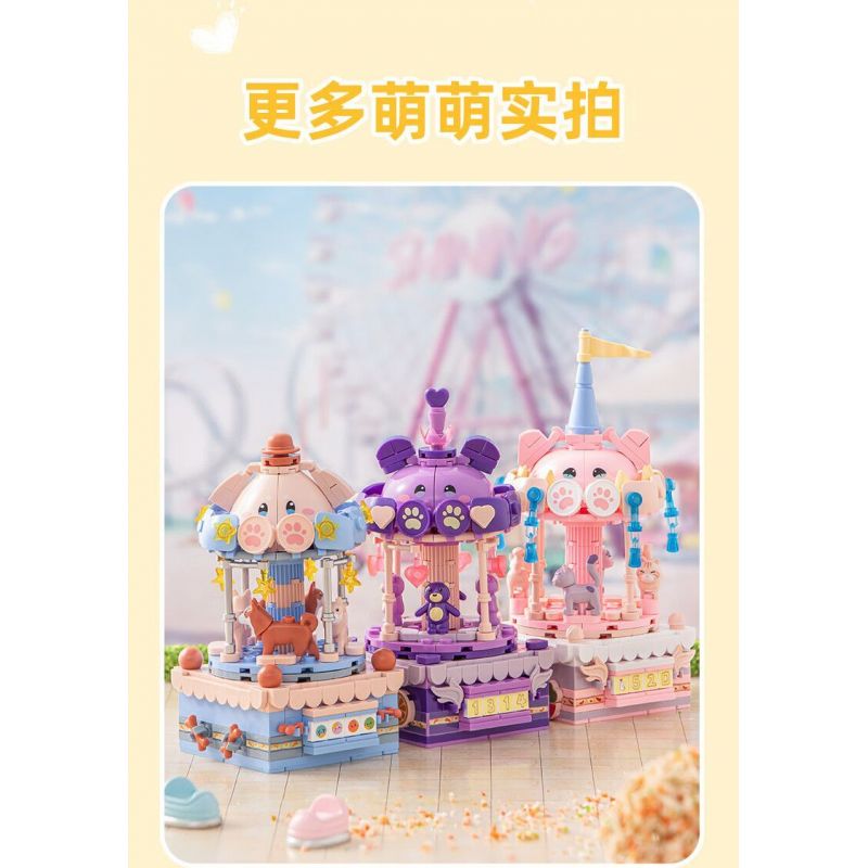 PLEYERID M38-P8027 P8027 8027 M38P8027 38-P8027 ĐỒ TRANG TRÍ MÁY TÍNH ĐỂ BÀN BĂNG CHUYỀN THÚ CƯNG MINI SWEET CAROUSEL 3 LOẠI MÈO DỄ THƯƠNG XIONG BEIBEI MUỐN CHÓ bộ đồ chơi xếp lắp ráp ghép mô hình