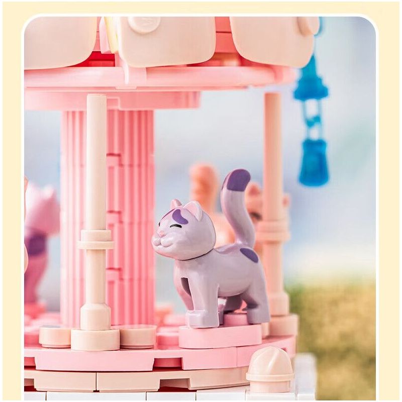 PLEYERID M38-P8027 P8027 8027 M38P8027 38-P8027 ĐỒ TRANG TRÍ MÁY TÍNH ĐỂ BÀN BĂNG CHUYỀN THÚ CƯNG MINI SWEET CAROUSEL 3 LOẠI MÈO DỄ THƯƠNG XIONG BEIBEI MUỐN CHÓ bộ đồ chơi xếp lắp ráp ghép mô hình