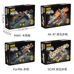 KOZOSHA 2213 CÔNG NGHỆ CƠ KHÍ SÁNG TẠO SÚNG 4 LOẠI CARBINE MA1 TRƯỜNG TẤN AK-47 KAR98K SCAR bộ đồ chơi xếp lắp ráp ghép mô hình 808 khối