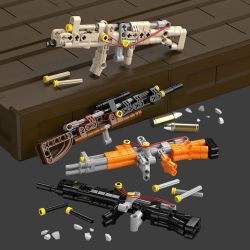 KOZOSHA 2213 CÔNG NGHỆ CƠ KHÍ SÁNG TẠO SÚNG 4 LOẠI CARBINE MA1 TRƯỜNG TẤN AK-47 KAR98K SCAR bộ đồ chơi xếp lắp ráp ghép mô hình 808 khối