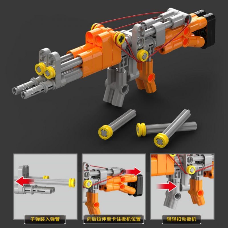 KOZOSHA 2213 CÔNG NGHỆ CƠ KHÍ SÁNG TẠO SÚNG 4 LOẠI CARBINE MA1 TRƯỜNG TẤN AK-47 KAR98K SCAR bộ đồ chơi xếp lắp ráp ghép mô hình 808 khối