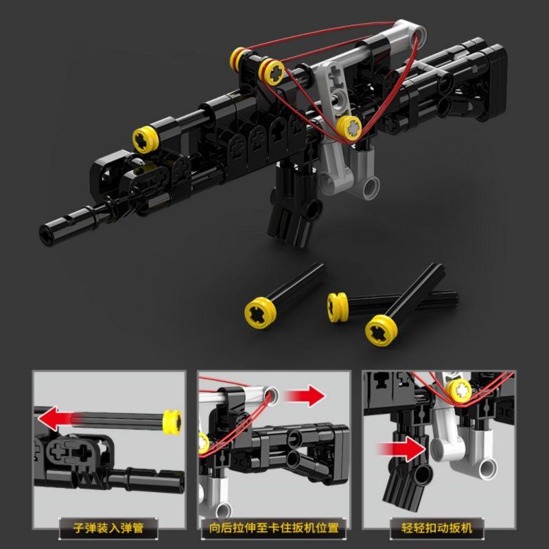 KOZOSHA 2213 CÔNG NGHỆ CƠ KHÍ SÁNG TẠO SÚNG 4 LOẠI CARBINE MA1 TRƯỜNG TẤN AK-47 KAR98K SCAR bộ đồ chơi xếp lắp ráp ghép mô hình 808 khối