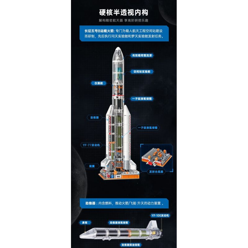 KEEPPLEY K10229 10229 NHIỆM VỤ PHÓNG MÔ-ĐUN THỬ NGHIỆM LONG MARCH 5 bộ đồ chơi xếp lắp ráp ghép mô hình City Thành Phố