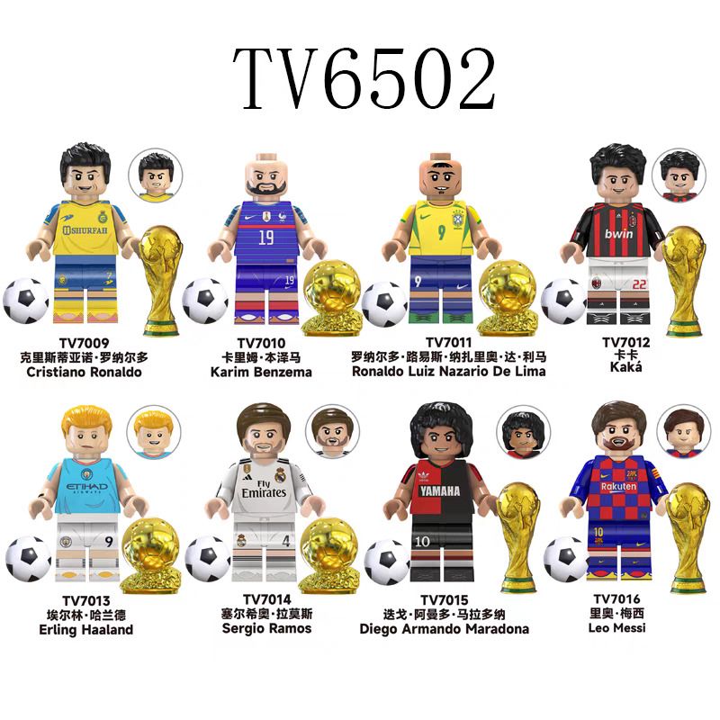 TV 6502 7009 7010 7011 7012 7013 7014 7015 7016 non Lego NHÂN VẬT NGÔI SAO BÓNG ĐÁ 8 LOẠI bộ đồ chơi xếp lắp ráp ghép mô hình City Thành Phố