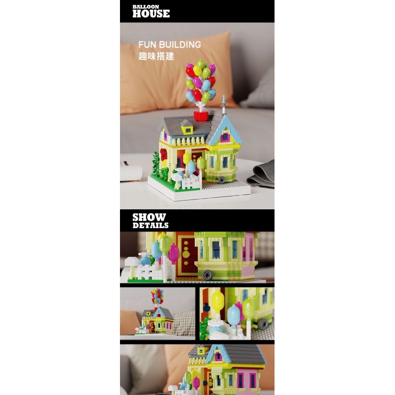 HIGH BOUNDARY DMD001 NHÀ BÓNG BAY bộ đồ chơi xếp lắp ráp ghép mô hình Movie & Game BALLOON HOUSE Phim Và Trò Chơi 1249 khối