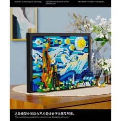 HIGH BOUNDARY DME001 BỨC TRANH NỔI TIẾNG ĐÊM ĐẦY SAO CỦA SƯ PHỤ bộ đồ chơi xếp lắp ráp ghép mô hình Movie & Game STARRY NIGHT Phim Và Trò Chơi 1731 khối