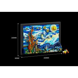 HIGH BOUNDARY DME001 BỨC TRANH NỔI TIẾNG ĐÊM ĐẦY SAO CỦA SƯ PHỤ bộ đồ chơi xếp lắp ráp ghép mô hình Movie & Game STARRY NIGHT Phim Và Trò Chơi 1731 khối