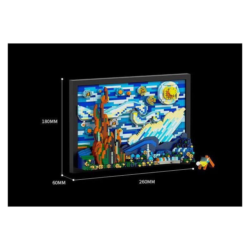 HIGH BOUNDARY DME001 BỨC TRANH NỔI TIẾNG ĐÊM ĐẦY SAO CỦA SƯ PHỤ bộ đồ chơi xếp lắp ráp ghép mô hình Movie & Game STARRY NIGHT Phim Và Trò Chơi 1731 khối