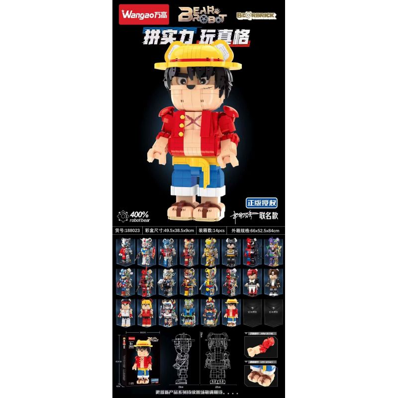 WANGAO 188023 non  GẤU CƠ KHÍ LUFFY 400% bộ đồ chơi xếp lắp ráp ghép mô hình