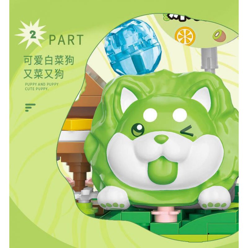 BALODY 21182 YÊU TINH RAU CỦ QUÁN TRÀ SỮA CHÓ BẮP CẢI NƯỚC UỐNG ĐÁ bộ đồ chơi xếp lắp ráp ghép mô hình 819 khối