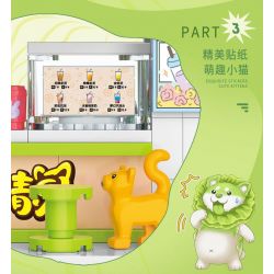 BALODY 21182 YÊU TINH RAU CỦ QUÁN TRÀ SỮA CHÓ BẮP CẢI NƯỚC UỐNG ĐÁ bộ đồ chơi xếp lắp ráp ghép mô hình 819 khối