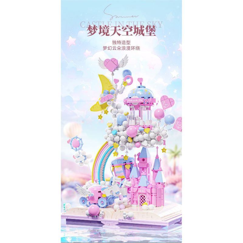 BEAUTY AND 13064 LÂU ĐÀI TRÊN BẦU TRỜI bộ đồ chơi xếp lắp ráp ghép mô hình CASTLE IN THE SKY 1388 khối