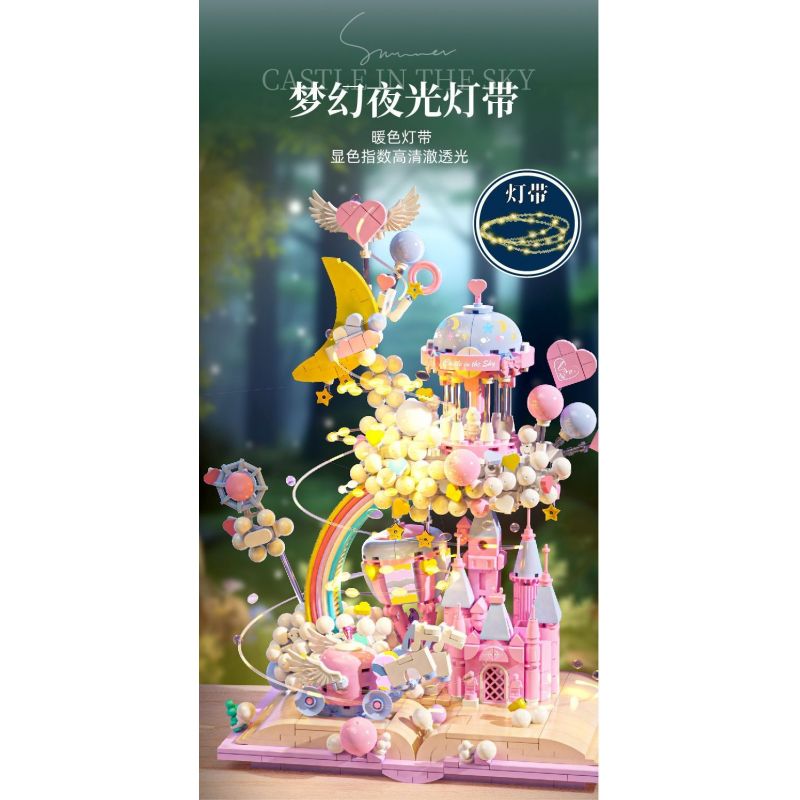 BEAUTY AND 13064 LÂU ĐÀI TRÊN BẦU TRỜI bộ đồ chơi xếp lắp ráp ghép mô hình CASTLE IN THE SKY 1388 khối