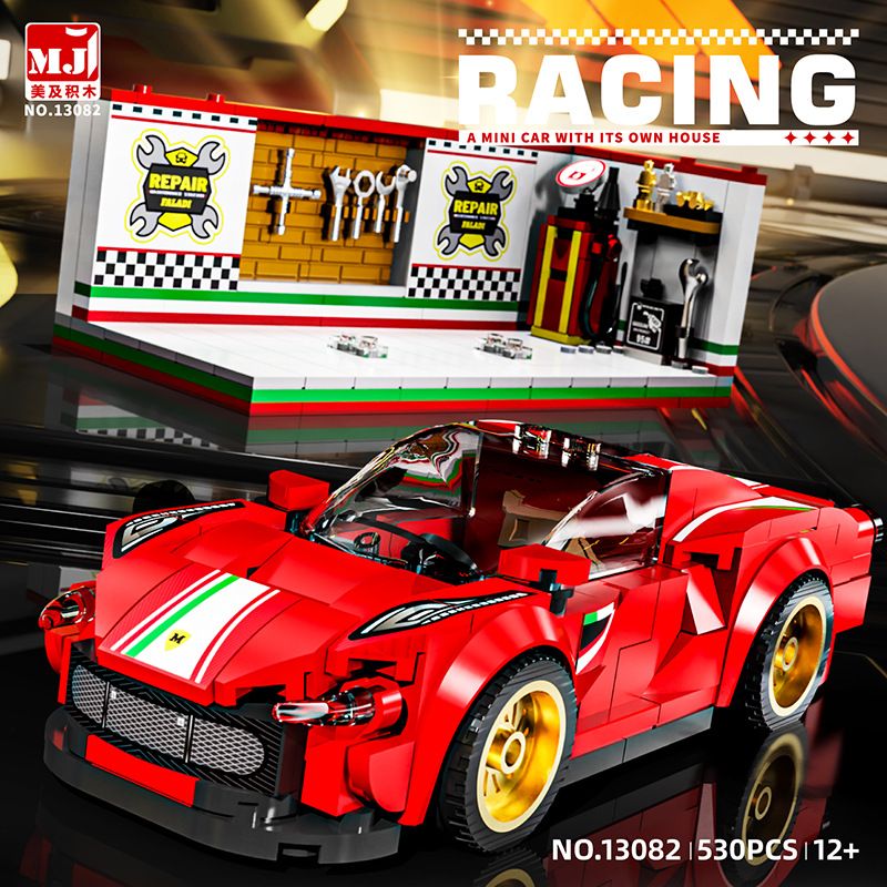 BEAUTIFUL AND 13082 non  XE SÁU LƯỚI FERRARI bộ đồ chơi xếp lắp ráp ghép mô hình Speed Champions Racing Cars Đua Xe Công Thức 530 khối