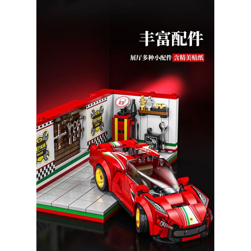 BEAUTY AND 13082 XE SÁU LƯỚI FERRARI bộ đồ chơi xếp lắp ráp ghép mô hình Speed Champions Racing Cars Đua Xe Công Thức 530 khối