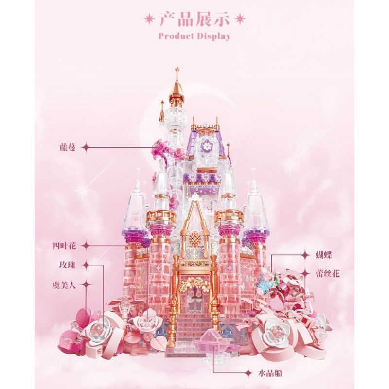 GEKKOSHA 804236 TINH VÂN HOA HỒNG bộ đồ chơi xếp lắp ráp ghép mô hình STAR MOON CASTLE 1728 khối