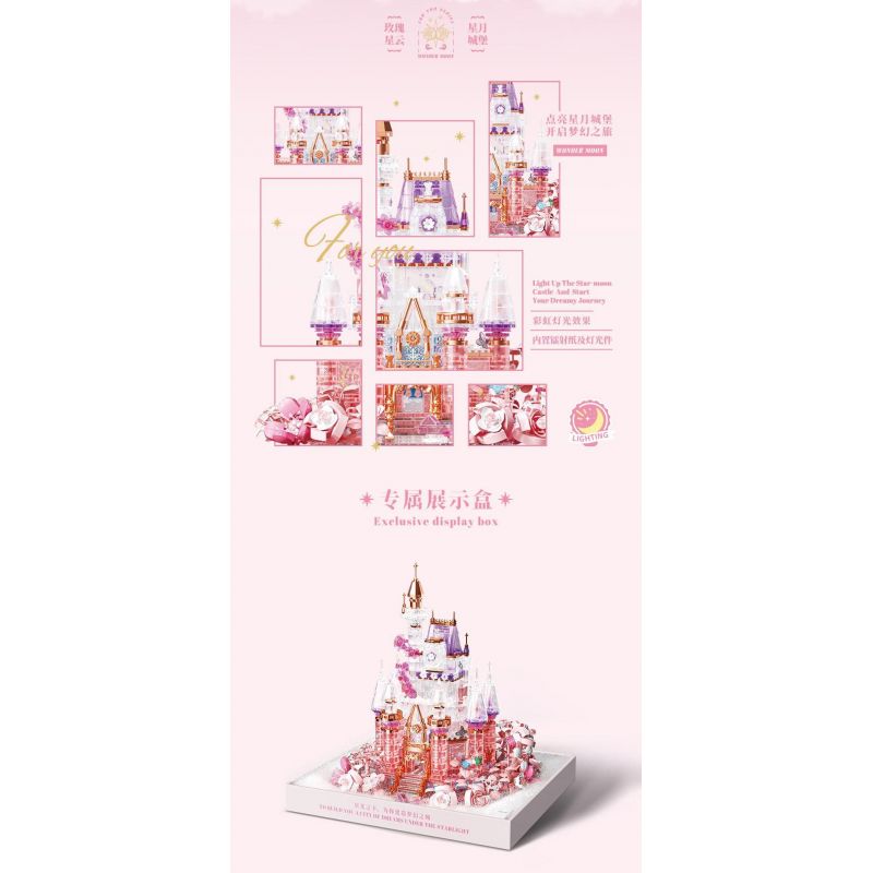 GEKKOSHA 804236 TINH VÂN HOA HỒNG bộ đồ chơi xếp lắp ráp ghép mô hình STAR MOON CASTLE 1728 khối