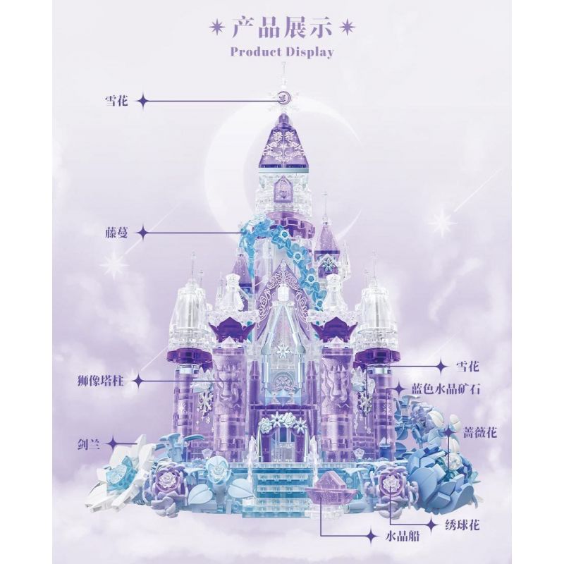 GEKKOSHA 804237 ĐÊM ĐẦY SAO HOA HỒNG bộ đồ chơi xếp lắp ráp ghép mô hình STAR MOON CASTLE 1747 khối