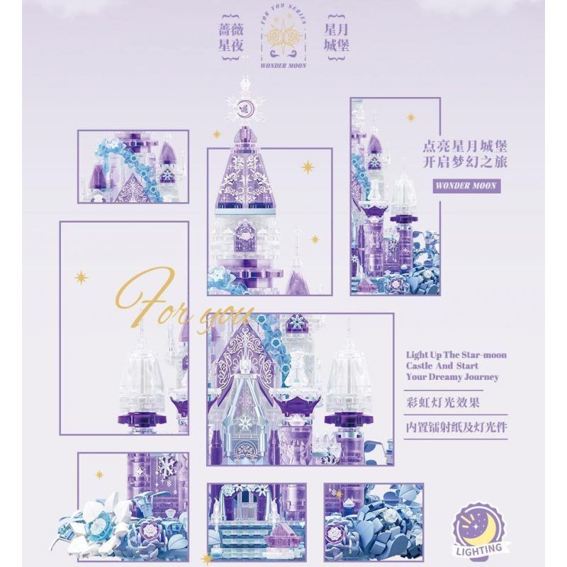 GEKKOSHA 804237 ĐÊM ĐẦY SAO HOA HỒNG bộ đồ chơi xếp lắp ráp ghép mô hình STAR MOON CASTLE 1747 khối