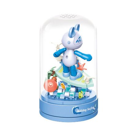 JAKI JK6257 6257 HỘP NHẠC STAR BEAR LƯỚT SÓNG TRONG KỲ NGHỈ bộ đồ chơi xếp lắp ráp ghép mô hình