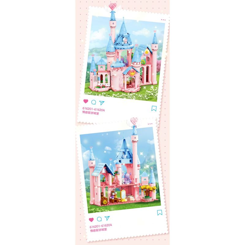 SEMBO 616202 616203 616204 616201 DỄ THƯƠNG TUYỆT VỜI LÂU ĐÀI HÀNH TINH CẢM XÚC 4 MÔ HÌNH TIỀN SẢNH GƯƠNG MA THUẬT TÌNH YÊU ĐỈNH HAOHAO NHÀ KÍNH HOÀNG GIA ĐAM MÊ LỚP HỌC TRUNG THỰC bộ đồ chơi xếp lắp ráp ghép mô hình Movie & Game Phim Và Trò Chơi 582 khối