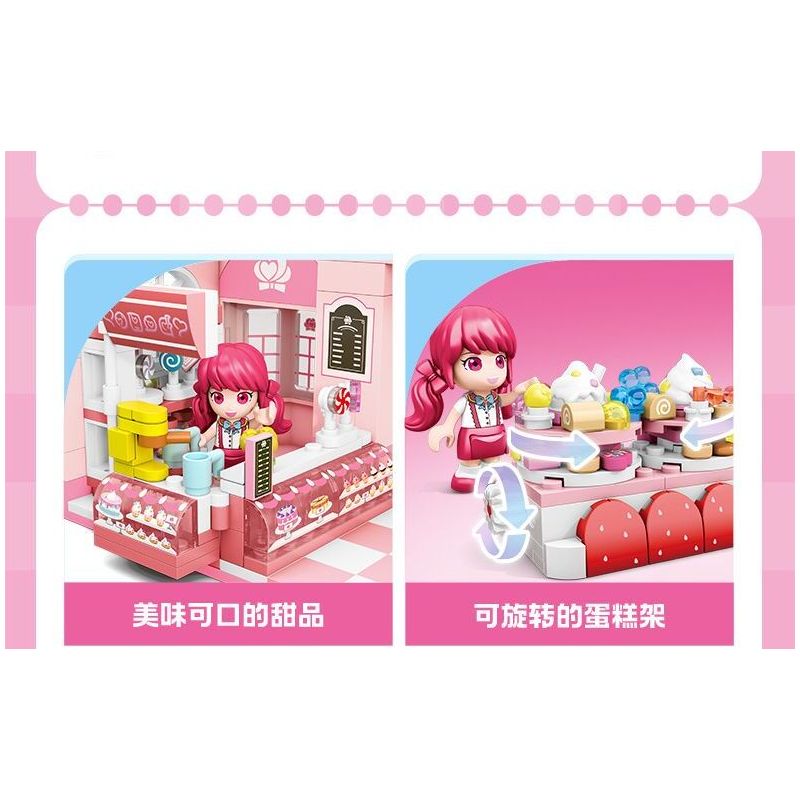 SEMBO 616208 TUYỆT VỜI VÀ DỄ THƯƠNG LOVE ROSE BAKERY bộ đồ chơi xếp lắp ráp ghép mô hình Movie & Game Phim Và Trò Chơi 1334 khối