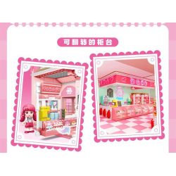 SEMBO 616208 TUYỆT VỜI VÀ DỄ THƯƠNG LOVE ROSE BAKERY bộ đồ chơi xếp lắp ráp ghép mô hình Movie & Game Phim Và Trò Chơi 1334 khối