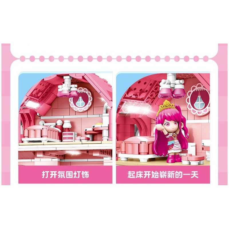 SEMBO 616208 TUYỆT VỜI VÀ DỄ THƯƠNG LOVE ROSE BAKERY bộ đồ chơi xếp lắp ráp ghép mô hình Movie & Game Phim Và Trò Chơi 1334 khối